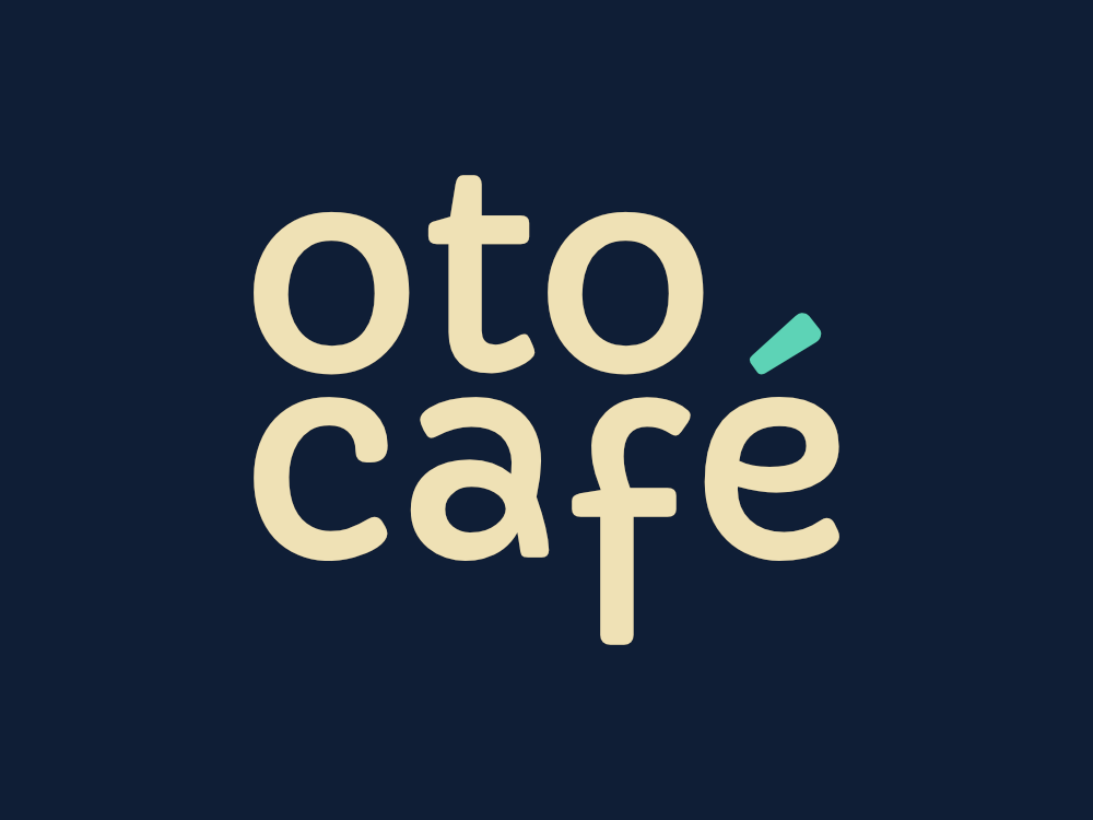Logo crema sobre fondo azul oscuro que lee: "oto café"