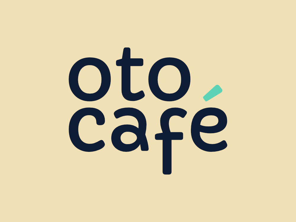 Logo azul oscuro sobre fondo crema que lee: "oto café"